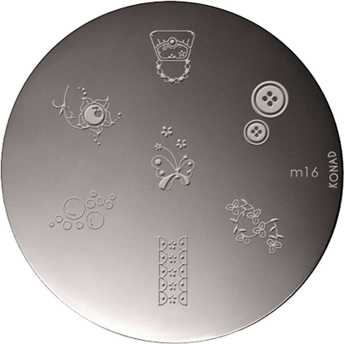 Goedkoopste KONAD nagel sjabloon M16 met 7 nagel figuurtjes.