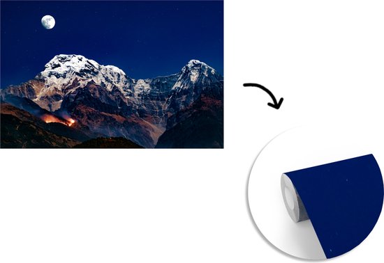 Papier peint photo peint photo vinyle - La pleine lune au-dessus du paysage largeur 330 cm x hauteur 220 cm - Tirage photo sur papier peint (disponible en 7 tailles)