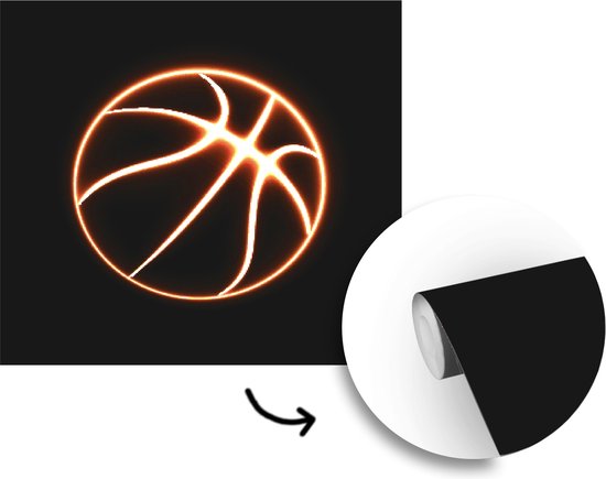 Papier peint photo peint vinyle - Une illustration d'un ballon de basket lumineux largeur 280 cm x hauteur 280 cm - Tirage photo sur papier peint (disponible en 7 tailles)