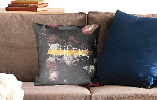 Coussins Coussins décoratifs - Oreillers Salon - 45x45 cm - Mariage - 50 ans mariés - Bloem