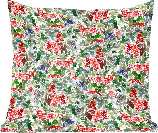 Sierkussens - Kussentjes Woonkamer - 45x45 cm - Waterverf - Kerst - Maretak - Kerstversiering - Kerstdecoratie voor binnen - Woonkamer