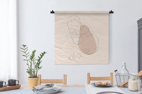 Tapisserie - Tissu mural - Bébé - Enfant - Line au trait - 90x90 cm - Tapisserie