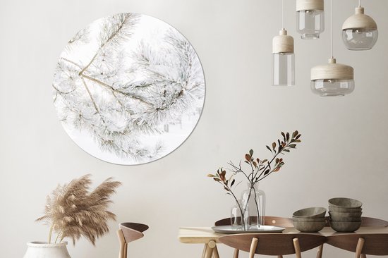 WallCircle - Stickers muraux - Cercle Papier Peint - Hiver - Branches - Neige - 120x120 cm - Cercle Mural - Auto Adhésif - Sticker Papier Peint Rond XXL