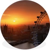 WallCircle - Wandcirkel ⌀ 60 - Londen - Zonsondergang - London Eye - Reuzenrad - Ronde schilderijen woonkamer - Wandbord rond - Muurdecoratie cirkel - Kamer decoratie binnen - Wanddecoratie muurcirkel - Woonaccessoires