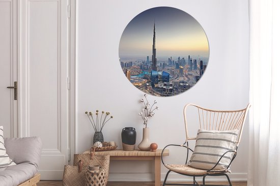 WallCircle - Wandcirkel ⌀ 150 - Burj Khalifa - Skyline - Dubai - Ronde schilderijen woonkamer - Wandbord rond - Muurdecoratie cirkel - Kamer decoratie binnen - Wanddecoratie muurcirkel - Woonaccessoires