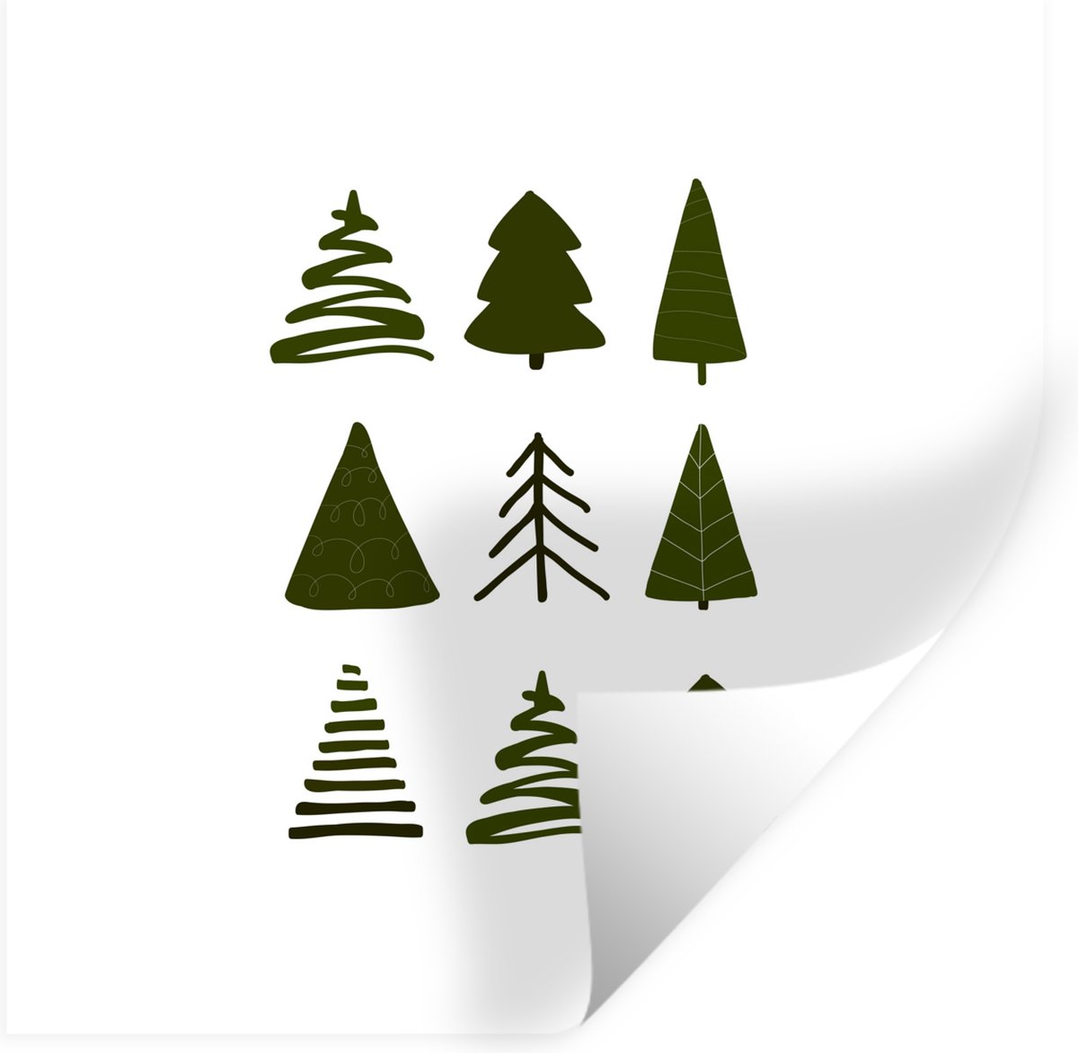 Muurstickers - Sticker Folie - Kerstbomen - Wit - Patronen - 50x50 cm - Plakfolie - Muurstickers Kinderkamer - Zelfklevend Behang - Zelfklevend behangpapier - Stickerfolie