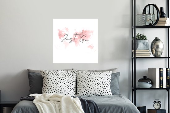 Muurstickers - Sticker Folie - Kaart - Waterverf - Roze - Quotes - 80x80 cm - Plakfolie - Muurstickers Kinderkamer - Zelfklevend Behang - Zelfklevend behangpapier - Stickerfolie