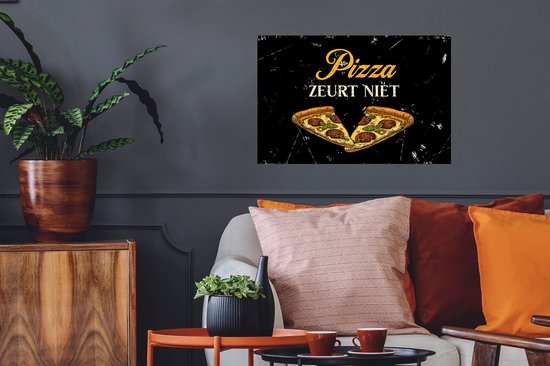 Stickers Stickers muraux - Pizza - Vintage - Dire - 60x40 cm - Feuille adhésive - Cadeau pour femme - Cadeau pour mari