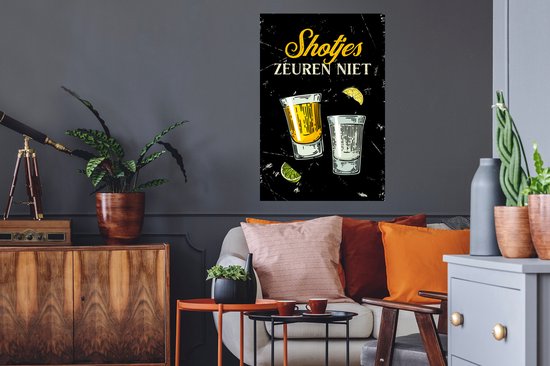 Stickers Stickers muraux - Shots - Vintage - Texte - 60x90 cm - Feuille adhésive - Cadeau pour femme - Cadeau pour homme