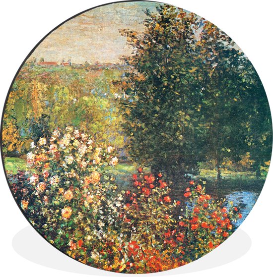 WallCircle - Wandcirkel - Muurcirkel - Rozen in de Hoshede tuin in Montregon - Claude Monet - Aluminium - Dibond - ⌀ 60 cm - Binnen en Buiten