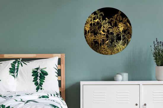 Cercle mural - Cercle mural - Jungle - Or - Zwart - Aluminium - ⌀ 60 cm - Intérieur et Extérieur