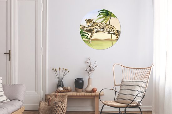 Wall Circle - Wall Circle - Léopard - Jungle - Arbre - Aluminium - ⌀ 60 cm - Intérieur et Extérieur