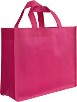 Shopper Bag - 10 stuks - Roze - 32 x 25 x 12 - Non Woven - Shopper tas