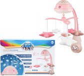 Canpol Babies  Elektrische Carrousel met Projector en Muziekdoos  - Slaaptrainer Boxmobiel  roze Roze