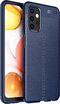 Samsung Galaxy A32 (5G) hoesje - MobyDefend TPU Gelcase - Lederlook - Navy blauw - GSM Hoesje - Telefoonhoesje Geschikt Voor: Samsung Galaxy A32 (5G)