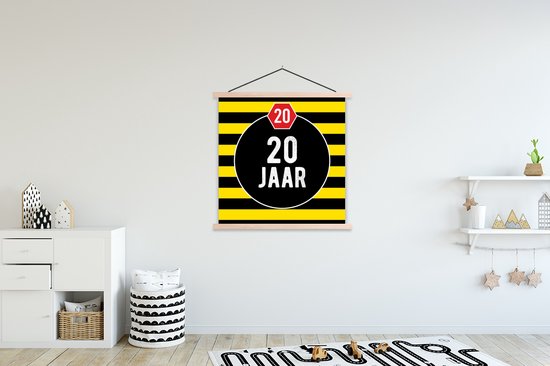 Porte-affiche avec affiche - Affiche scolaire - Anniversaire - 20 ans - Citation - Anniversaire - 120x120 cm - Lattes vierges