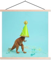 Posterhanger incl. Poster - Schoolplaat - Dinosaurus - Speelgoed - Feest - 40x40 cm - Blanke latten