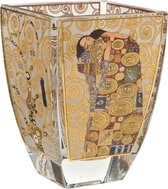 Goebel® - Gustav Klimt | Windlicht / Theelicht "De Vervulling" | Glas, 11cm, waxinelicht houder, met echt goud