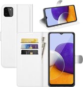 Samsung Galaxy A22 (5G) hoesje - MobyDefend Kunstleren Wallet Book Case - Wit - GSM Hoesje - Telefoonhoesje Geschikt Voor: Samsung Galaxy A22 (5G)
