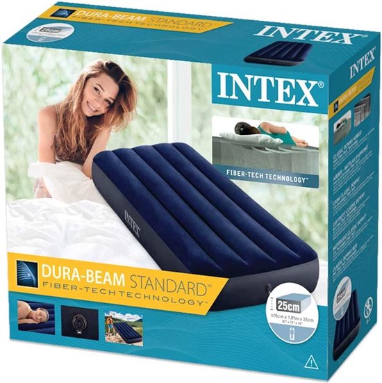 Intex Luchtbed - Classic Downy Luchtbed - Fiber-Tech - Dura-Beam Standard - 76 X 191 X 25 Cm - Blauw van Intex — afbeelding 4