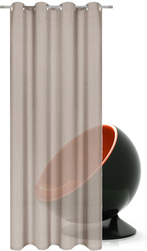JEMIDI transparant gordijn met ringen - 140 x 245 cm - 1 stuk - Kant-en-klaar gordijn - Bruin