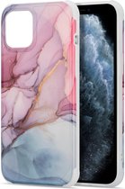 iPhone 7/8 Plus Hoesje Marmer Roze/Blauw Siliconen Case