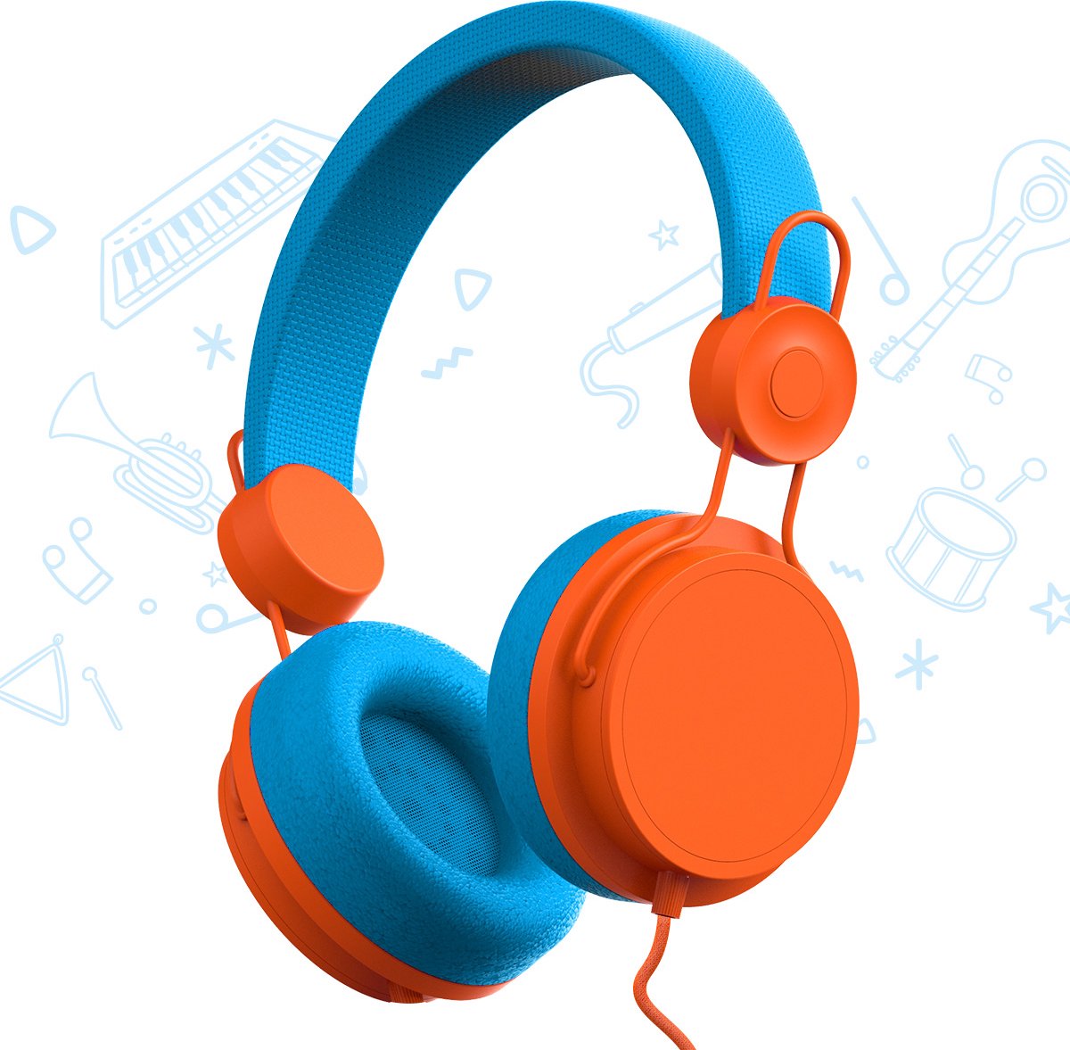 Vision Koptelefoon Kinderen - Kids Headphones - Kind - Met Draad - Koptelefoons- Headphone - 85 dB Limiet - Blauw/Oranje
