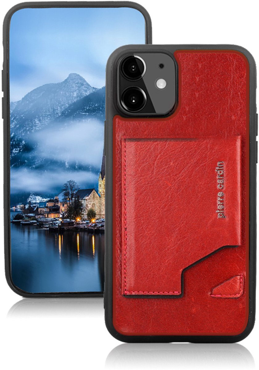 Rood hoesje van Pierre Cardin - Backcover -iPhone 12 Mini - Echt leder