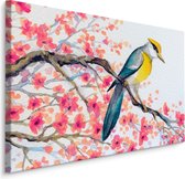 Schilderij - Vogel in Boom, Print op Canvas, Premium Print