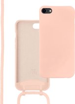 xoxo Wildhearts silicone case met koord - Telefoonhoesje met koord - Backcover hoesje met telefoonkoord - Lovely Pink Cord Case - geschikt voor Apple iPhone 7/8/SE 2020/2022 - roze