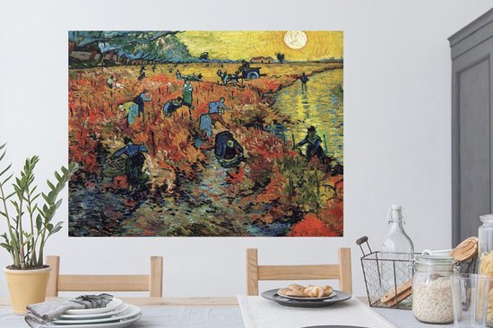 Muurstickers - De rode wijngaard - Vincent van Gogh - 120x90 cm - Plakfolie  | bol.com