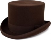 Luxe hoge hoed bruin hoog model tophat heren dames - maat 60