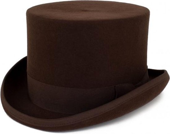 Chapeau haut de forme steampunk marron foncé - 59 60 61 hommes femmes marron  | bol.com