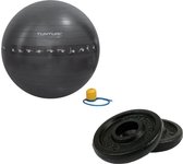 Tunturi - Fitness Set - Halterschijven 2 x 0,5 kg - Gymball Zwart met Anti Burst 65 cm