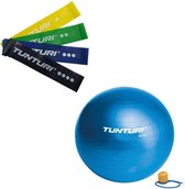 Tunturi - Fitness Set - Weerstandsbanden 4 stuks - Gymball Blauw 90 cm