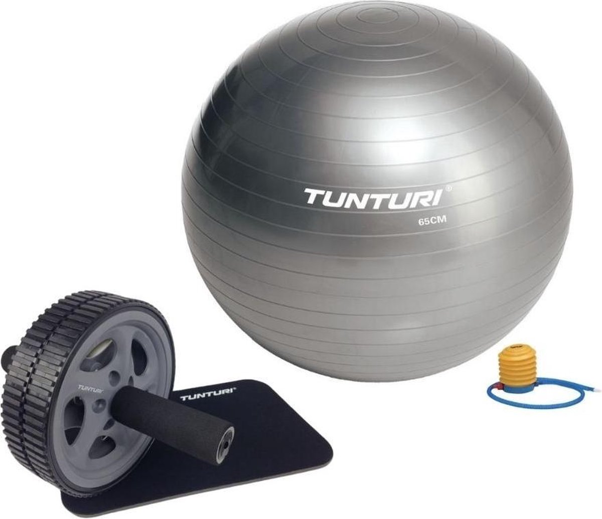 Tunturi - Fitness Set - Trainingswiel - Gymball Zilver 65 cm