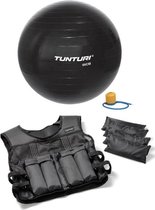 Tunturi - Fitness Set - Gewichtsvest 10 kg - Gymball Zwart 65 cm