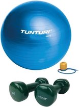 Tunturi - Fitness Set - Vinyl Dumbbell 2 x 2 kg  - Gymball Blauw 55 cm