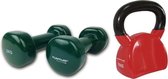 Tunturi - Fitness Set - Vinyl Dumbbell 2 x 2 kg - Kettlebell 10 kg