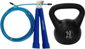 Tunturi - Fitness Set - Springtouw Blauw - Kettlebell 10 kg