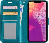 Hoes Geschikt voor iPhone 13 Pro Max Hoesje Bookcase Hoes Flip Case Book Cover - Hoesje Geschikt voor iPhone 13 Pro Max Hoes Book Case Hoesje - Turquoise