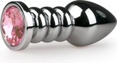 Zilverkleurige buttplug met roze steen - Sextoys - Anaal Toys