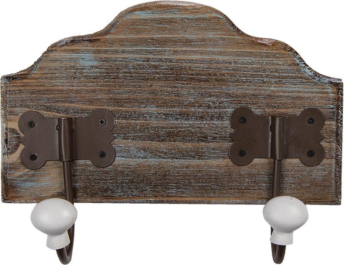 Wandkapstok 2 haken 25x9x19 cm Bruin Hout Ijzer