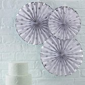 Fan decoratie - Polka Dot - Zilver (3 stuks)