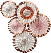 5 stuks metallic roségouden bloemen rozet decoraties | Papieren Waaiers Paper Fans | Ditsy Floral | Ginger Ray
