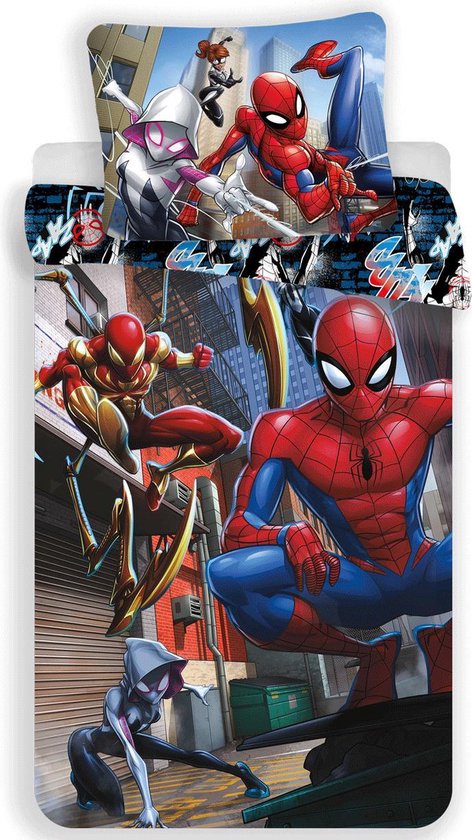 SpiderMan Dekbedovertrek Action - Eenpersoons - 140 x 200 cm - Multi | bol.