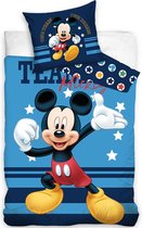 Mickey Mouse Dekbedovertrek Team Mickey - Eenpersoons - 140x200 cm - Blauw