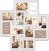 foto van HAES DECO - Grote houten Multi Fotolijst Villach wit voor 12 foto's 10x15 (formaat 60x60 cm) - MP123