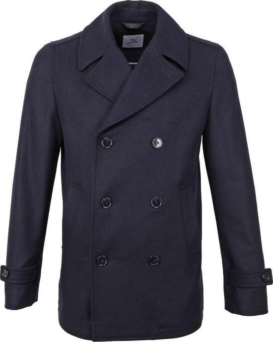 Suitable - Prestige Coat Nathan Wol Blend Donkerblauw - Heren - Maat 46 - Modern-fit