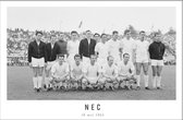 Walljar - NEC elftal '64 - Zwart wit poster met lijst